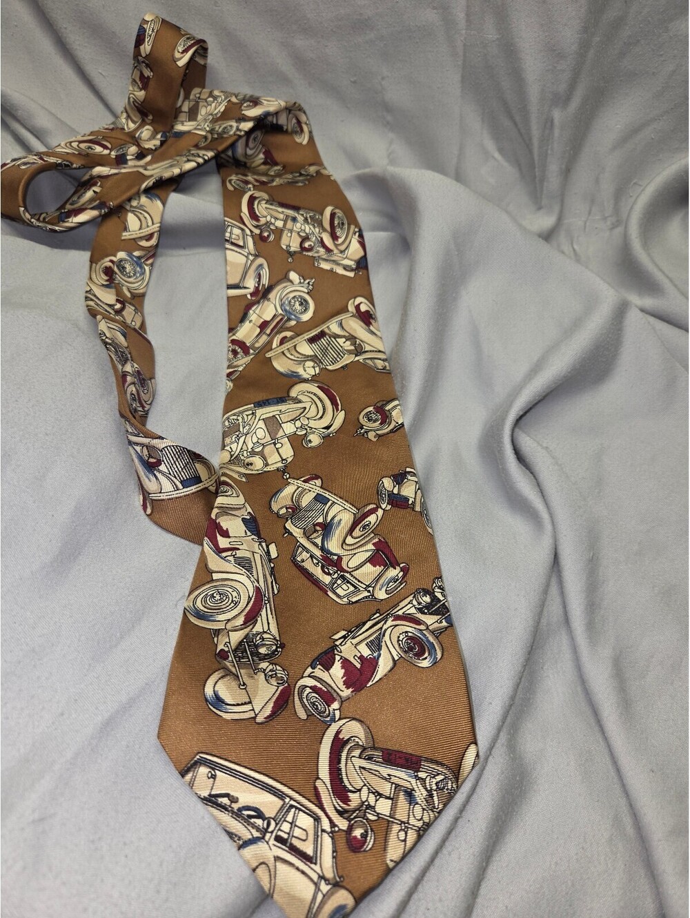 Boston Traders Vintage Car Pattern Brown Neck Tie